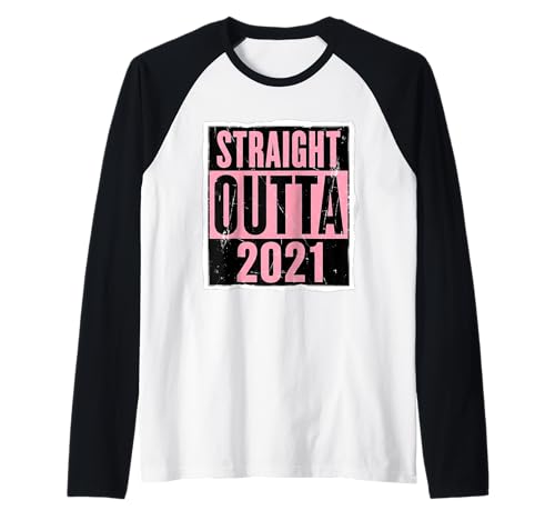 Straight Outta 2021 Geburtstag Damen Mädchen Distressed Funny Raglan von Straight Outta 2021 Birthday Womens Girls Products