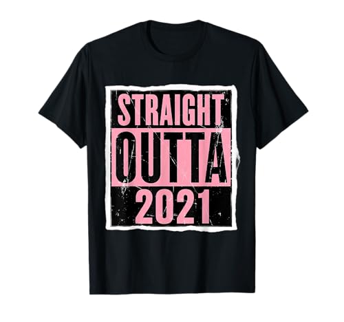 Straight Outta 2021 Geburtstag Damen Mädchen Distressed Funny T-Shirt von Straight Outta 2021 Birthday Womens Girls Products