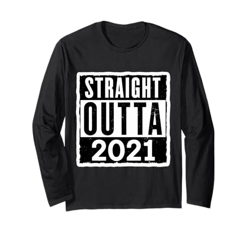 Straight Outta 2021 Geburtstag Damen Herren Distressed Funny Langarmshirt von Straight Outta 2021 Birthday Womens Mens Products
