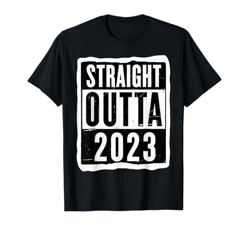 Straight Outta 2023 Geburtstag Damen Herren Distressed Funny T-Shirt von Straight Outta 2023 Birthday Womens Mens Products