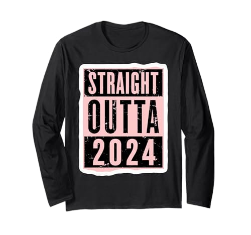 Straight Outta 2024 Geburtstag Damen Mädchen Distressed Funny Langarmshirt von Straight Outta 2024 Birthday Womens Girls Products