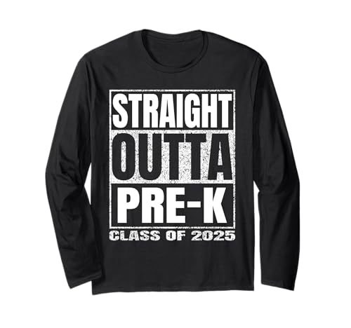 Straight Outta Pre-k Graduate Class Of 2025 Kinder Pre k Langarmshirt von Straight Outta Graduation Class of 2025 School Tee