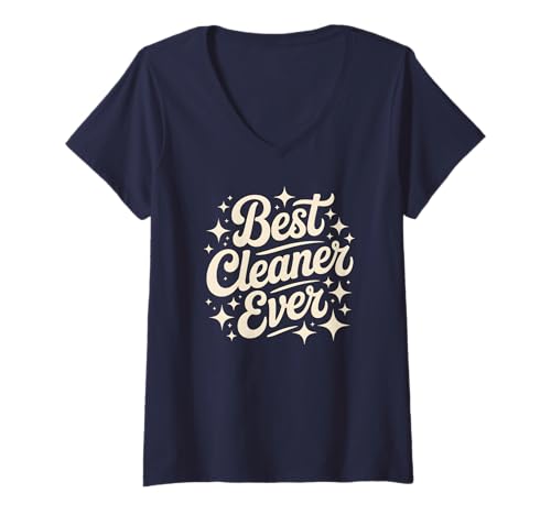 Damen Das ist Mein Bester Reiniger Aller Zeiten. Housekeeping Team Clean Dust T-Shirt mit V-Ausschnitt von Straight Outta Shine Custodian Sweep Meme
