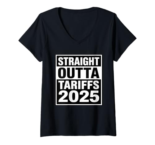Damen Straight Outta Tarife 2025 Das Ende der Tarife T-Shirt mit V-Ausschnitt Damen Straight Outta Tarife 2025 Das Ende der Tarife T-Shirt mit V-Ausschnitt von Straight Outta Tariffs Ending an Area Co.