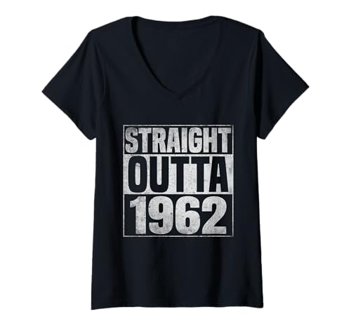 Damen Straight Outta 1962 Classic Years Vintage Birth of Birthday T-Shirt mit V-Ausschnitt von Straight Outta Vintage Birthday Retro Year Store