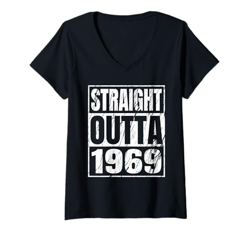 Damen Straight Outta 1969 Classic Years Birth of Birthday Vintage T-Shirt mit V-Ausschnitt von Straight Outta Vintage Birthday Retro Year Store