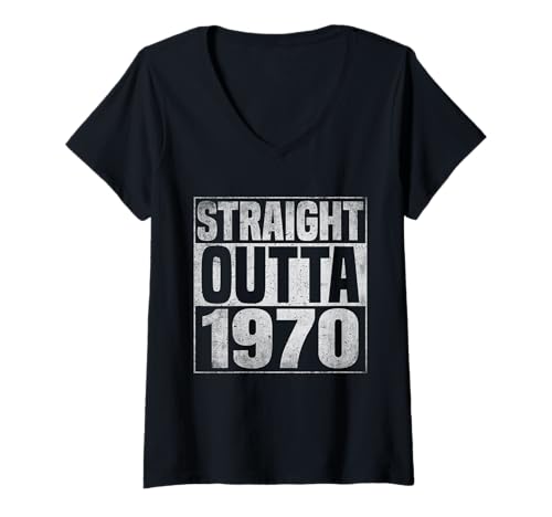 Damen Straight Outta 1970 Classic Years Vintage Birth of Birthday T-Shirt mit V-Ausschnitt von Straight Outta Vintage Birthday Retro Year Store