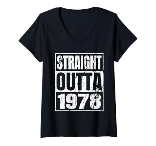 Damen Straight Outta 1978 Classic Years Birth of Birthday Vintage T-Shirt mit V-Ausschnitt von Straight Outta Vintage Birthday Retro Year Store