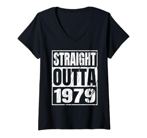 Damen Straight Outta 1979 Classic Years Birth of Birthday Vintage T-Shirt mit V-Ausschnitt von Straight Outta Vintage Birthday Retro Year Store