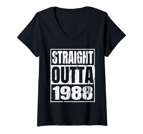 Damen Straight Outta 1988 Classic Years Birth of Birthday Vintage T-Shirt mit V-Ausschnitt von Straight Outta Vintage Birthday Retro Year Store