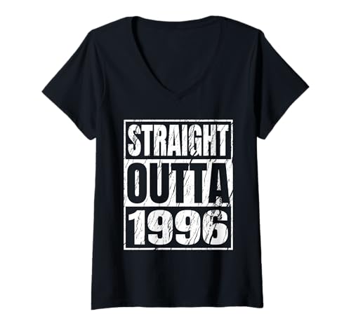 Damen Straight Outta 1996 Classic Years Birth of Birthday Vintage T-Shirt mit V-Ausschnitt von Straight Outta Vintage Birthday Retro Year Store