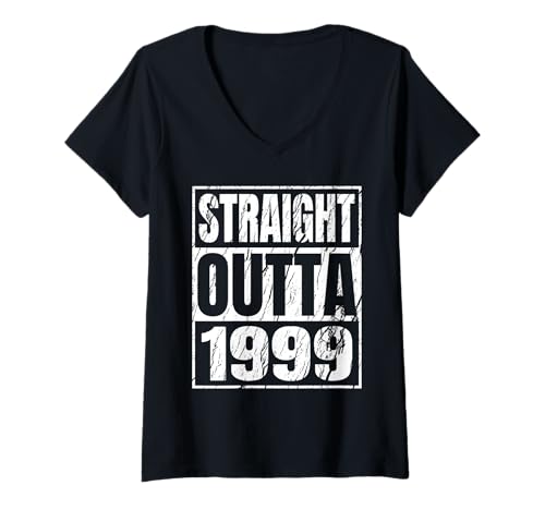 Damen Straight Outta 1999 Classic Years Birth of Birthday Vintage T-Shirt mit V-Ausschnitt von Straight Outta Vintage Birthday Retro Year Store