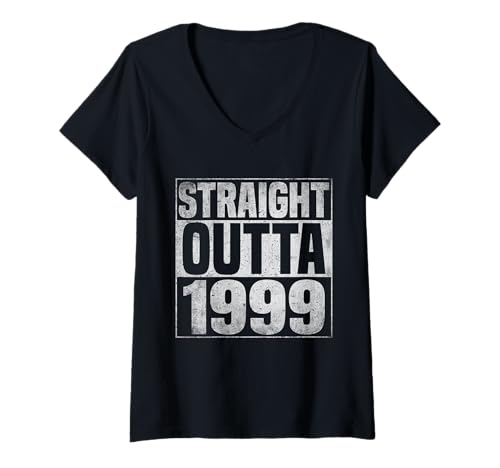 Damen Straight Outta 1999 Classic Years Vintage Birth of Birthday T-Shirt mit V-Ausschnitt von Straight Outta Vintage Birthday Retro Year Store