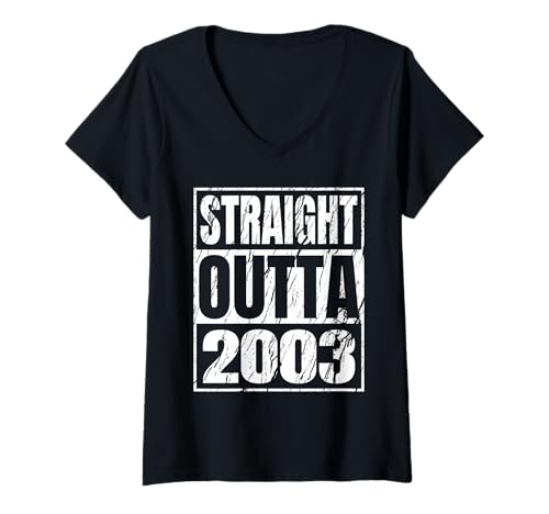 Damen Straight Outta 2003 Classic Years Birth of Birthday Vintage T-Shirt mit V-Ausschnitt von Straight Outta Vintage Birthday Retro Year Store