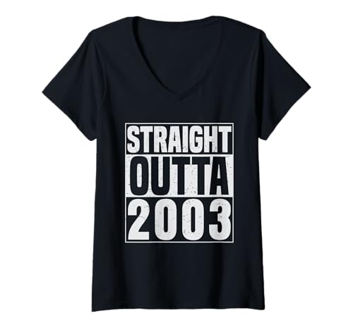 Damen Straight Outta 2003 Classic Years Vintage Birth of Birthday T-Shirt mit V-Ausschnitt von Straight Outta Vintage Birthday Retro Year Store