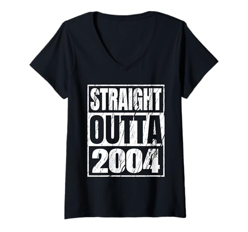 Damen Straight Outta 2004 Classic Years Birth of Birthday Vintage T-Shirt mit V-Ausschnitt von Straight Outta Vintage Birthday Retro Year Store