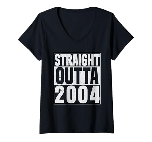 Damen Straight Outta 2004 Classic Years Vintage Birth of Birthday T-Shirt mit V-Ausschnitt von Straight Outta Vintage Birthday Retro Year Store