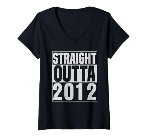 Damen Straight Outta 2012 Classic Years Vintage Birth of Birthday T-Shirt mit V-Ausschnitt von Straight Outta Vintage Birthday Retro Year Store