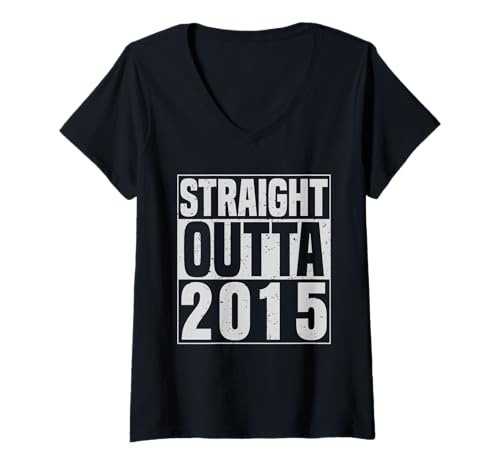 Damen Straight Outta 2015 Classic Years Vintage Birth of Birthday T-Shirt mit V-Ausschnitt von Straight Outta Vintage Birthday Retro Year Store