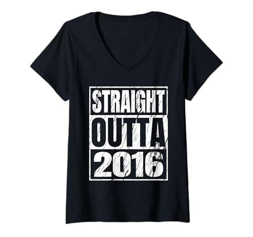 Damen Straight Outta 2016 Classic Years Birth of Birthday Vintage T-Shirt mit V-Ausschnitt von Straight Outta Vintage Birthday Retro Year Store