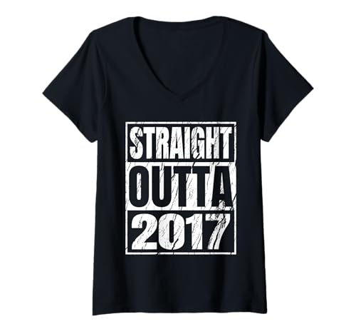 Damen Straight Outta 2017 Classic Years Birth of Birthday Vintage T-Shirt mit V-Ausschnitt von Straight Outta Vintage Birthday Retro Year Store