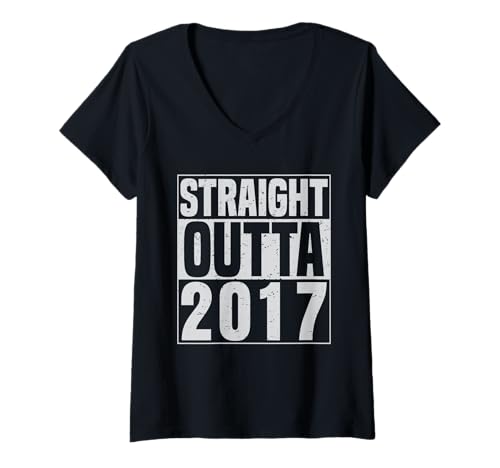 Damen Straight Outta 2017 Classic Years Vintage Birth of Birthday T-Shirt mit V-Ausschnitt von Straight Outta Vintage Birthday Retro Year Store