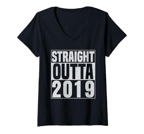 Damen Straight Outta 2019 Classic Years Vintage Birth of Birthday T-Shirt mit V-Ausschnitt von Straight Outta Vintage Birthday Retro Year Store