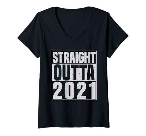 Damen Straight Outta 2021 Classic Years Vintage Birth of Birthday T-Shirt mit V-Ausschnitt von Straight Outta Vintage Birthday Retro Year Store