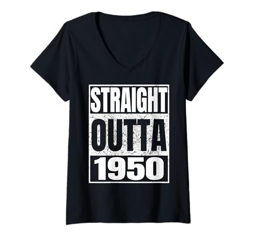 Damen Straight Outta 1950 Classic Year Birth of Birthday Vintage T-Shirt mit V-Ausschnitt von Straight Outta Vintage Birthday Retro Years Store