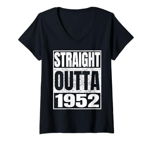 Damen Straight Outta 1952 Classic Year Birth of Birthday Vintage T-Shirt mit V-Ausschnitt von Straight Outta Vintage Birthday Retro Years Store