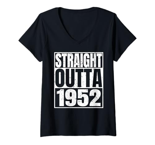 Damen Straight Outta 1952 Vintage Year Classic Birth of Birthday T-Shirt mit V-Ausschnitt von Straight Outta Vintage Birthday Retro Years Store