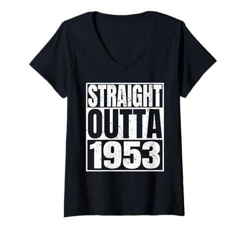 Damen Straight Outta 1953 Vintage Year Classic Birth of Birthday T-Shirt mit V-Ausschnitt von Straight Outta Vintage Birthday Retro Years Store