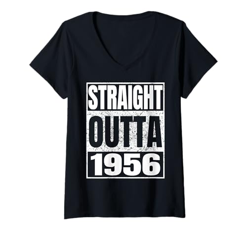 Damen Straight Outta 1956 Classic Year Birth of Birthday Vintage T-Shirt mit V-Ausschnitt von Straight Outta Vintage Birthday Retro Years Store