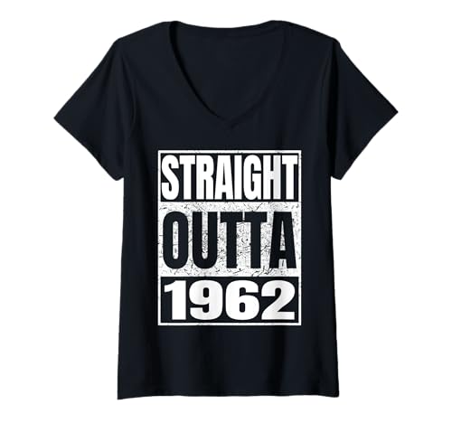 Damen Straight Outta 1962 Classic Year Birth of Birthday Vintage T-Shirt mit V-Ausschnitt von Straight Outta Vintage Birthday Retro Years Store