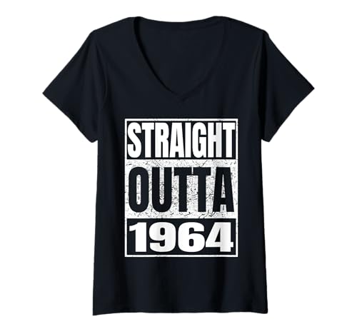 Damen Straight Outta 1964 Classic Year Birth of Birthday Vintage T-Shirt mit V-Ausschnitt von Straight Outta Vintage Birthday Retro Years Store