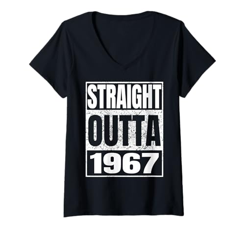 Damen Straight Outta 1967 Classic Year Birth of Birthday Vintage T-Shirt mit V-Ausschnitt von Straight Outta Vintage Birthday Retro Years Store