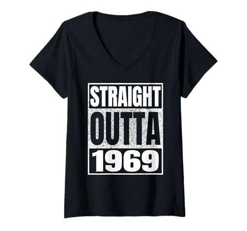 Damen Straight Outta 1969 Vintage 1969 Classic Birth of Birthday T-Shirt mit V-Ausschnitt von Straight Outta Vintage Birthday Retro Years Store