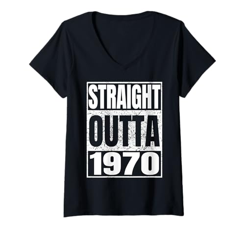 Damen Straight Outta 1970 Classic Year Birth of Birthday Vintage T-Shirt mit V-Ausschnitt von Straight Outta Vintage Birthday Retro Years Store
