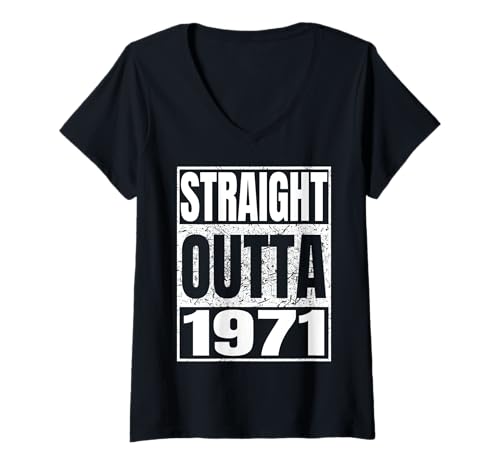 Damen Straight Outta 1971 Classic Year Birth of Birthday Vintage T-Shirt mit V-Ausschnitt von Straight Outta Vintage Birthday Retro Years Store