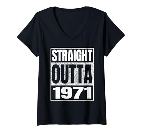 Damen Straight Outta 1971 Vintage 1971 Classic Birth of Birthday T-Shirt mit V-Ausschnitt von Straight Outta Vintage Birthday Retro Years Store