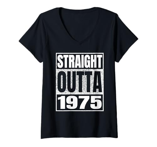 Damen Straight Outta 1975 Vintage 1975 Classic Birth of Birthday T-Shirt mit V-Ausschnitt von Straight Outta Vintage Birthday Retro Years Store