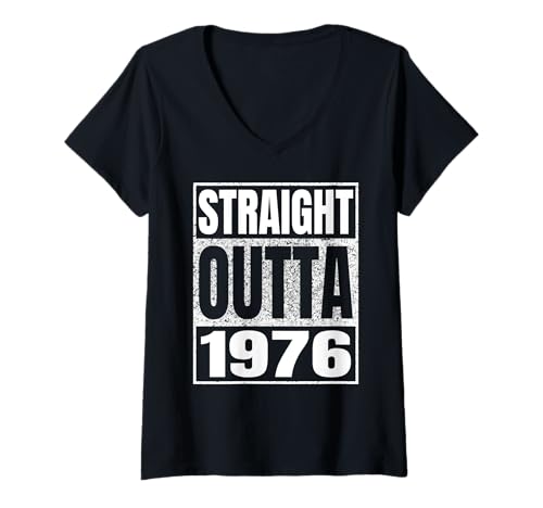 Damen Straight Outta 1976 Vintage 1976 Classic Birth of Birthday T-Shirt mit V-Ausschnitt von Straight Outta Vintage Birthday Retro Years Store