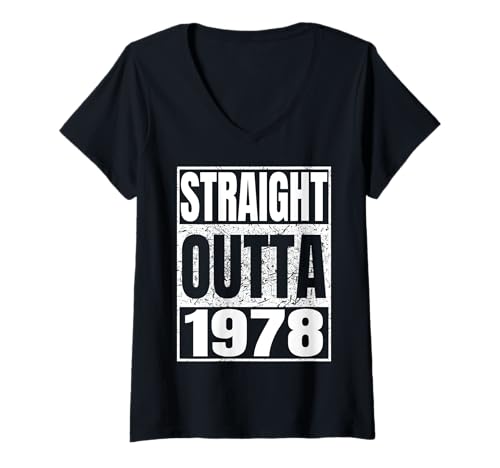 Damen Straight Outta 1978 Classic Year Birth of Birthday Vintage T-Shirt mit V-Ausschnitt von Straight Outta Vintage Birthday Retro Years Store