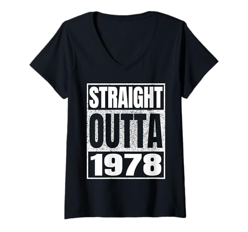 Damen Straight Outta 1978 Vintage 1978 Classic Birth of Birthday T-Shirt mit V-Ausschnitt von Straight Outta Vintage Birthday Retro Years Store
