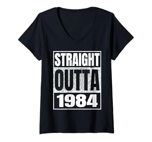 Damen Straight Outta 1984 Vintage 1984 Classic Birth of Birthday T-Shirt mit V-Ausschnitt von Straight Outta Vintage Birthday Retro Years Store