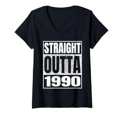 Damen Straight Outta 1990 Vintage 1990 Classic Birth of Birthday T-Shirt mit V-Ausschnitt von Straight Outta Vintage Birthday Retro Years Store