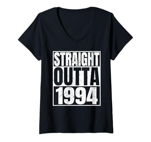 Damen Straight Outta 1994 Vintage Year Classic Birth of Birthday T-Shirt mit V-Ausschnitt von Straight Outta Vintage Birthday Retro Years Store