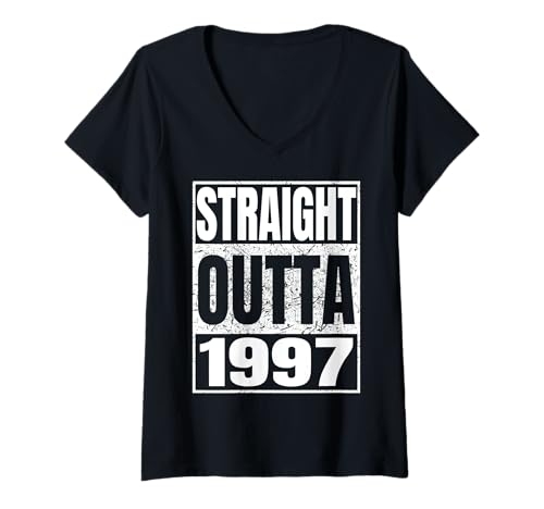 Damen Straight Outta 1997 Classic Year Birth of Birthday Vintage T-Shirt mit V-Ausschnitt von Straight Outta Vintage Birthday Retro Years Store