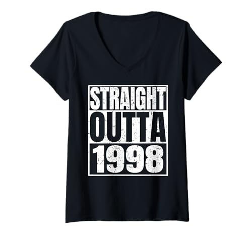 Damen Straight Outta 1998 Vintage Year Classic Birth of Birthday T-Shirt mit V-Ausschnitt von Straight Outta Vintage Birthday Retro Years Store