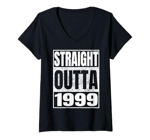 Damen Straight Outta 1999 Classic Year Birth of Birthday Vintage T-Shirt mit V-Ausschnitt von Straight Outta Vintage Birthday Retro Years Store